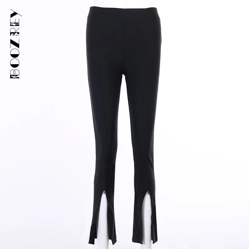 BoozRey Elegant Women Sexy Pants High Waist Black Split Slim Office Ladies Casual Trouser 2022 Solid Flare Streetwear Slit Pant