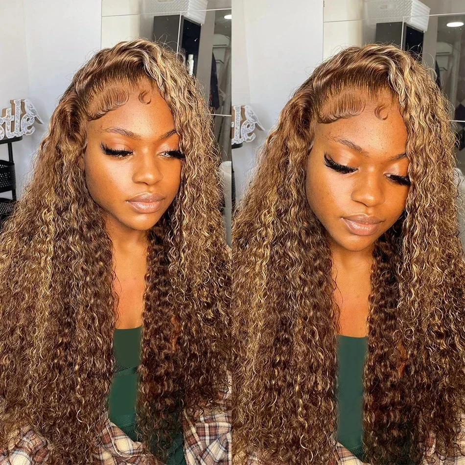 

427 Highlight 100% Human Hair Pre Plucked Brazilian Curly Wigs for Women 13X6 Hd Lace Frontal Wig Deep Wave Human Hair Wigs