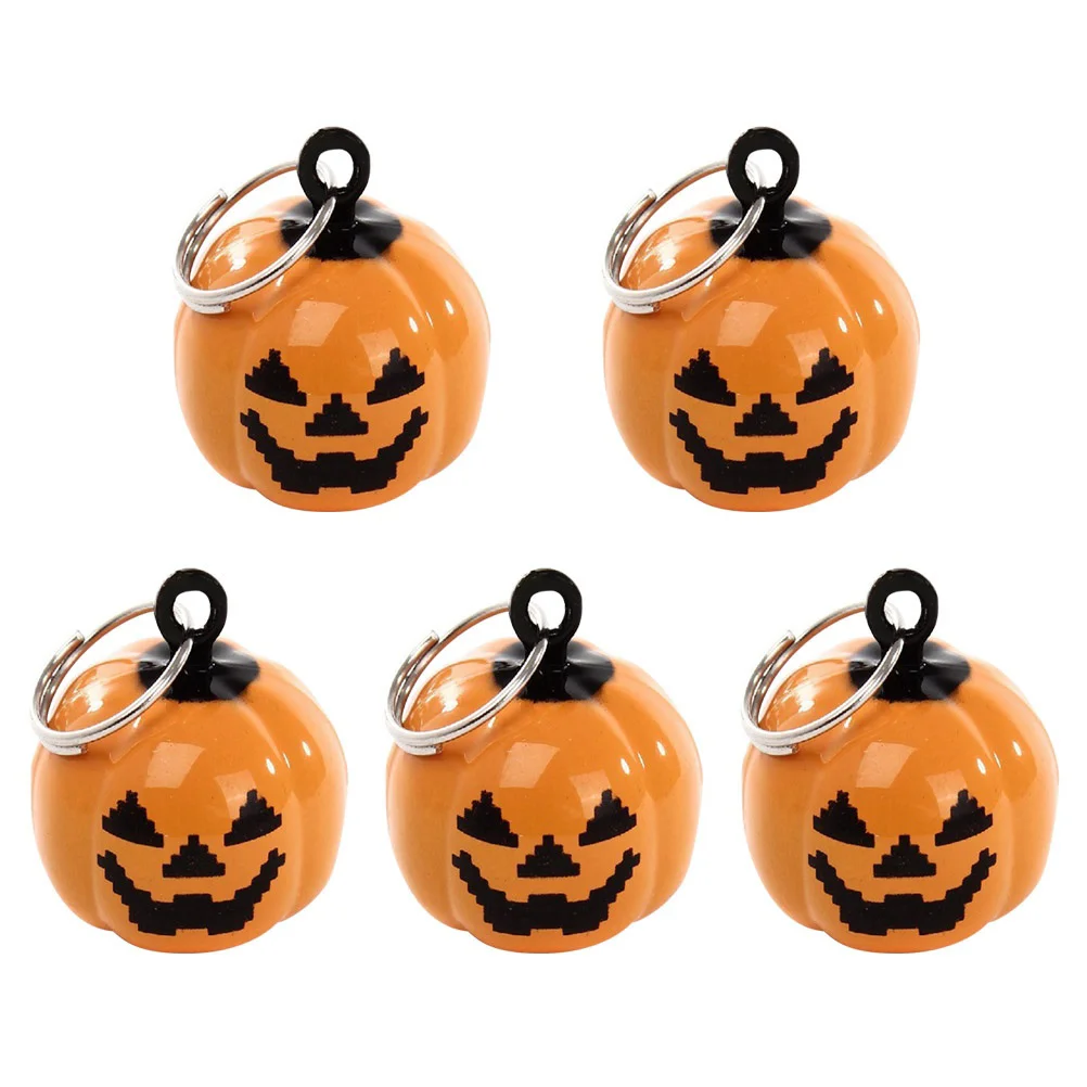 

10pcs Cartoon Pendant Pumpkin Shape Copper Pet Necklace Accessories for Halloween Decoration (Orange)