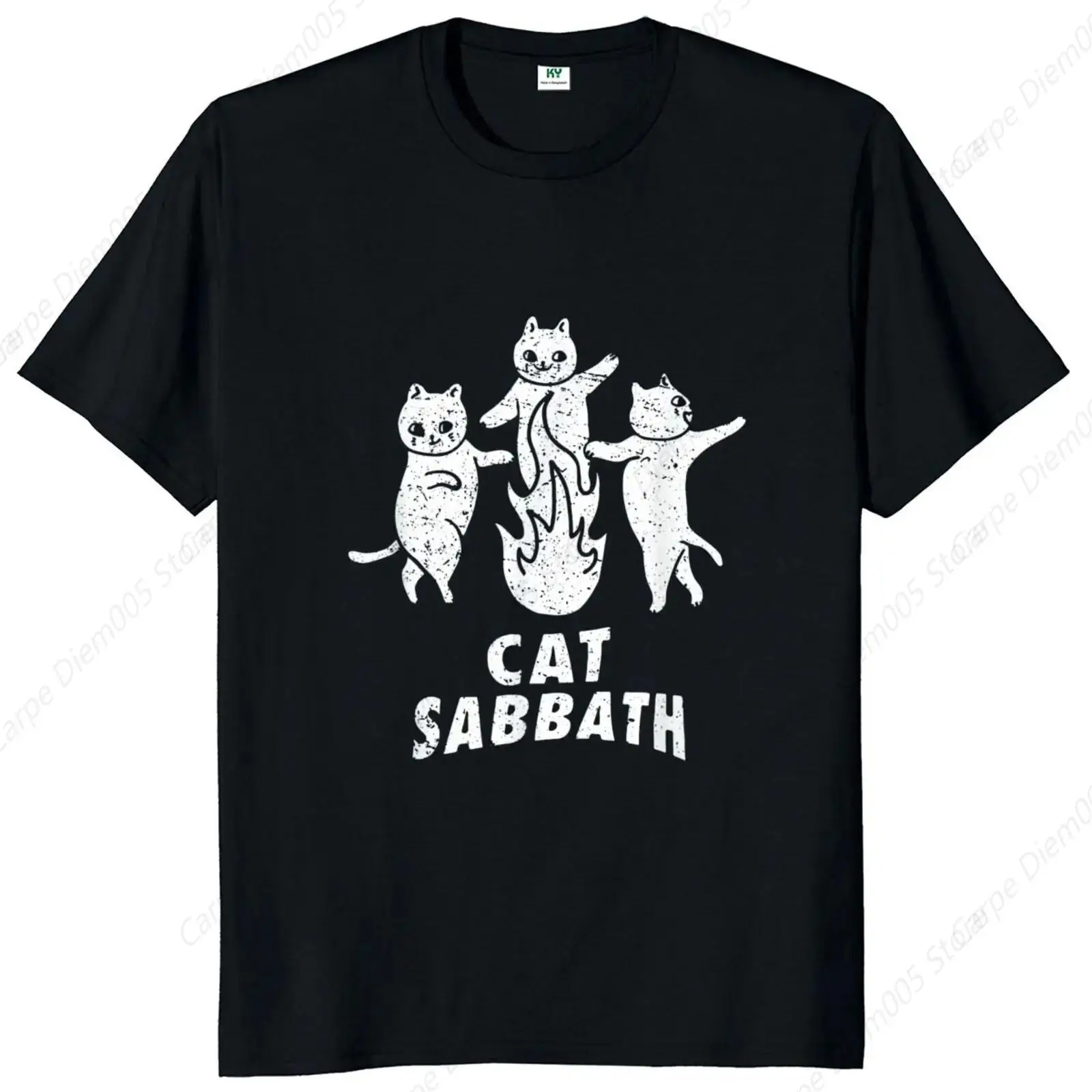 Sabbath Cat T Shirt Cute Funny Gato Pun Heavy Metal T-Shirt 100% Organic Cotton Premium Heavyweight Tee EU Size