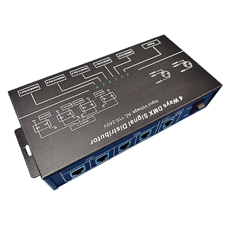 

B63B-AC100V-240V Input DMX512 1 To 4 Hub DMX Signal Repeater Splitter 4 XLR-3 Output Distributor Power Amplifier EU Plug