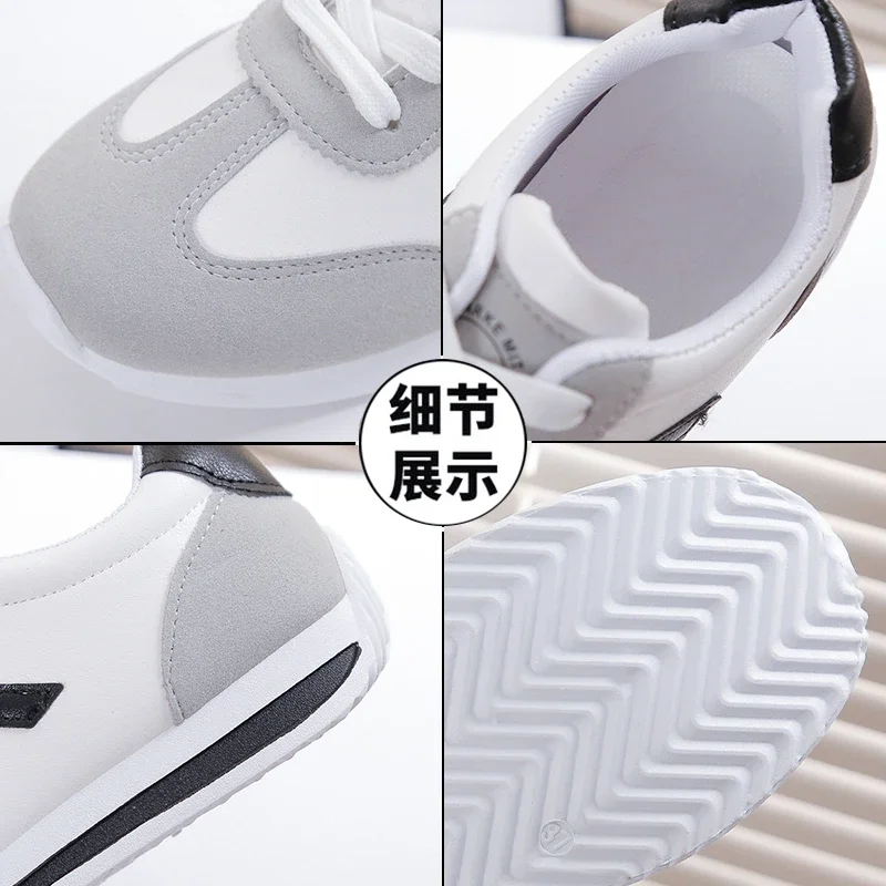 Round Head Deep Mouth Sneakers Light Versatile Breathable Cross Lace Casual Sports White Shoes Forrest Gump Shoes Tennis Sneaker