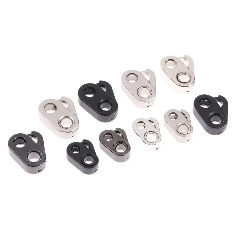 10Pcs Metal Spring Stopper Buckle Double Hole Cord Lock Clothes Bag Pull Rope Adjuster Clasp End Button DlY Sewing Accessories