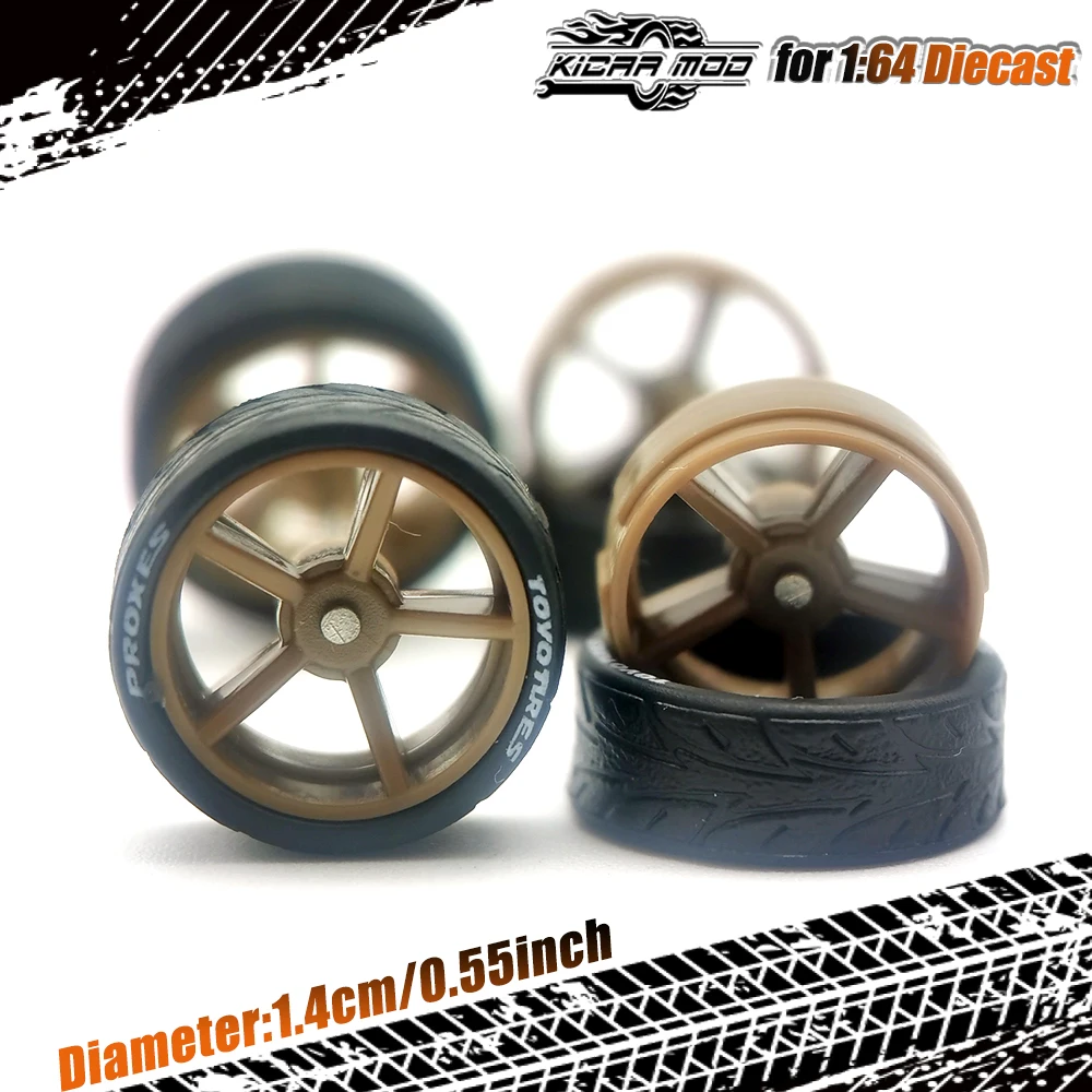 1/64 Model Wheels Rubber Tire Large Size Cast Model Car Hot Wheels Matchbox Tomica Modified Parts D:14mm 1 set