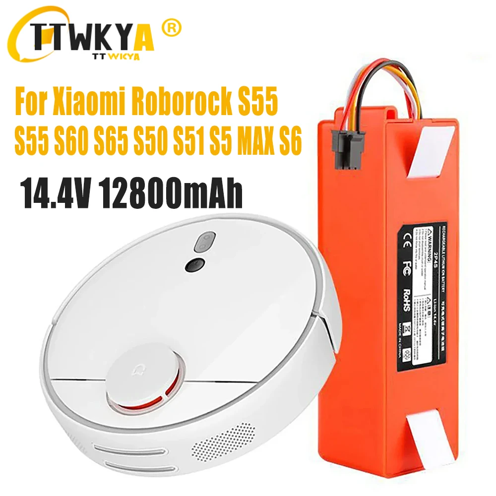 

XM-S50 14.4V 12800mAh Xiaomi Robotic Vacuum Replacement Battery 18650 Battery for Xiaomi Roborock S55 S60 S65 S50 S51 S5 MAX S6