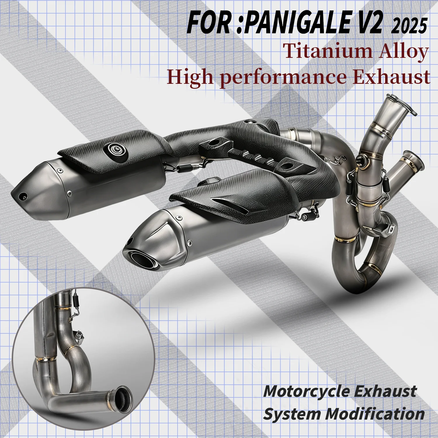 

Двойная выхлопная система из титанового сплава для мотоциклов Ducati Panigale V2/V2S 2025+