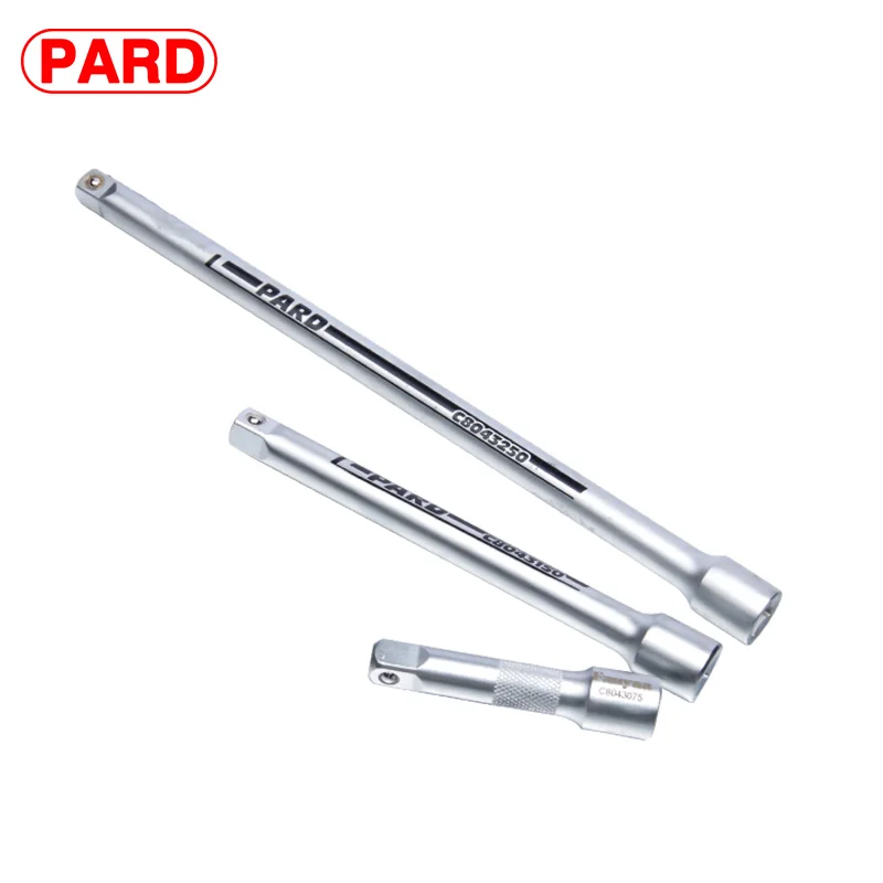 PARD handtool extension rod series includes 1/2, 1/4, and 3/8 inch interface sizes and various lengths for extending socker