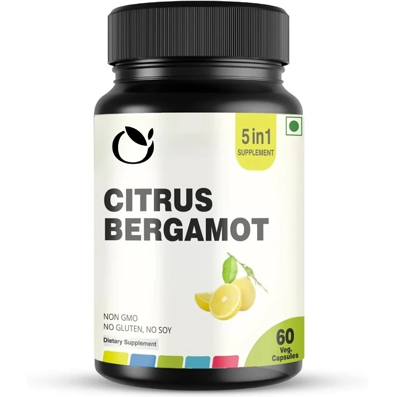 5 in 1 Citrus Bergamot Supplement with Black Chokeberry Olive Leaf Niacin & Black Pepper | Non GMO Gluten Free Capsules