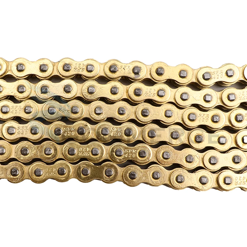 Motorcycle 420 Gold Chains 104L 110L Links Drive Chain For 50cc 70cc 90cc 110cc 125cc Dirt Pit Bike Motocross ATV Quad