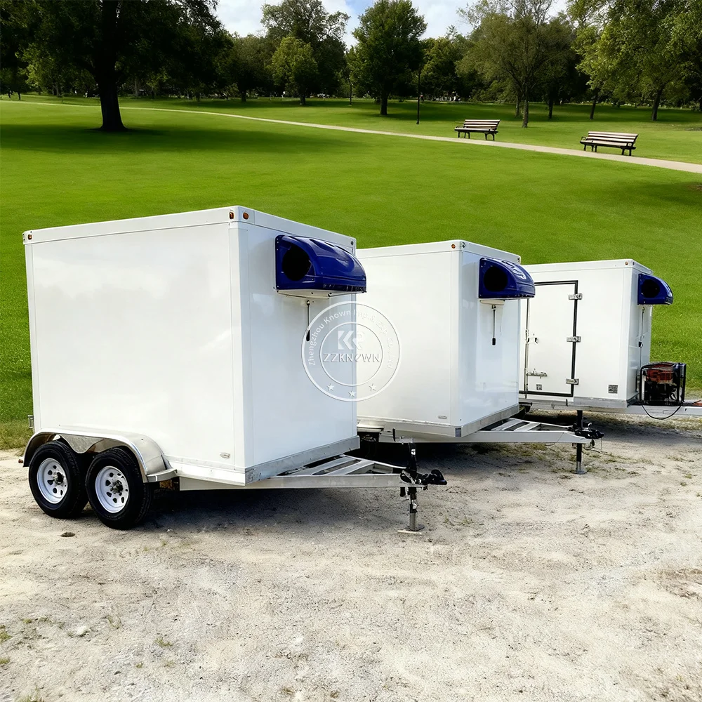 Mobile Stainless Steel Fast Food Truck Trailer With Full Kitchen Equipments Freezer Deep Fryer