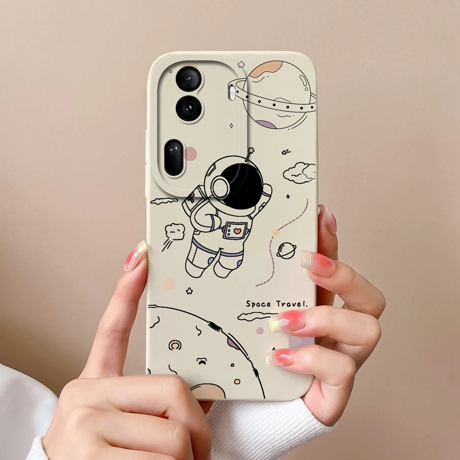 Silicone Case For Oppo Reno11 CPH2599 Cute Black Protective Pilot Bear Phone Back Cover Screen Protector For Oppo Reno 11 Fundas