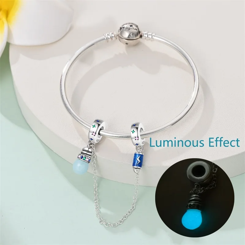 Exquisite 925 Sterling Silver Sailing Boat Rudder Swallow Lily Security Chain Fit DIY Bracelet Necklace Protective Accessories