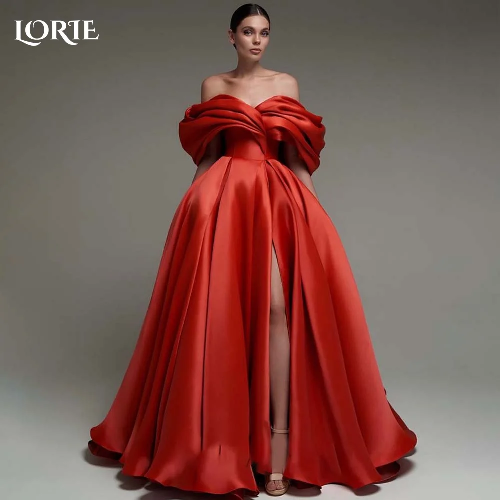 

LORIE Elegant Ruffle Evening Dress Corset A-line Prom Gowns Backless Off Shoulder Clebrity Party Gowns 2024 Red Long Club Dress