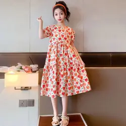 Summer Girls Dress 2024 Floral Pattern Beach Long Dress For Girl Bohemia Children Princess Dresses Costume Teen 8 10 12 14 Year