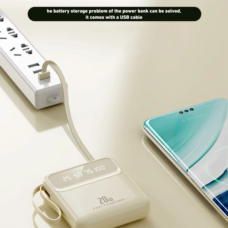 Xiaomi 20000mAh Portable Power Bank 100% Sufficient External Battery 20W Fast Charger Come With Cable Lanyard for iPhone Samsung