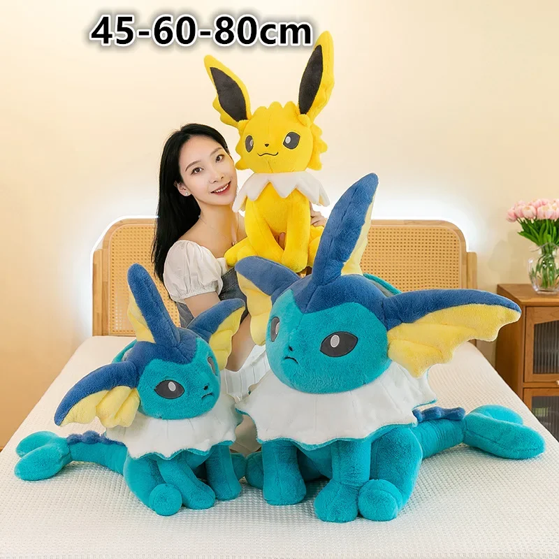 Jouets en peluche surdimensionnés Pokemon Eevee, personnages d'anime Kawaii, oreiller animal de dessin animé, cadeau pour enfants, 45 cm, 60 cm, 80cm