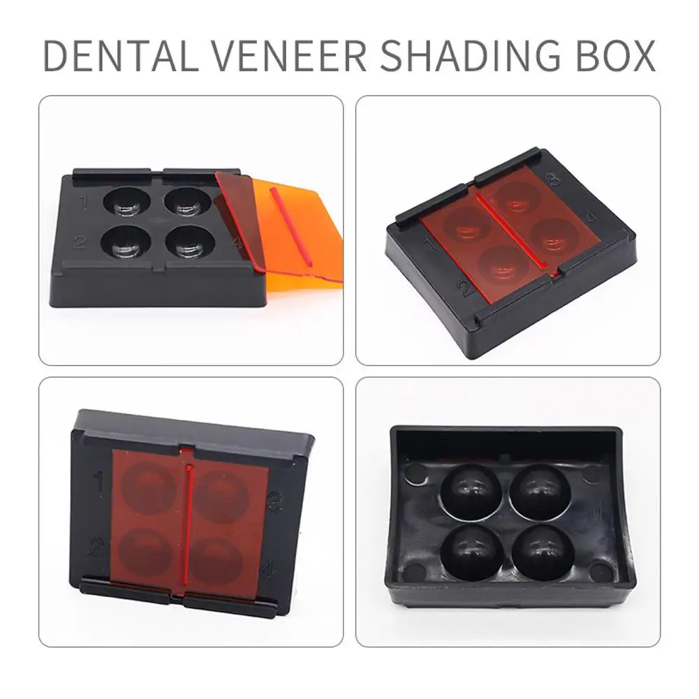 Dental Resin Shade Light Box Mix Composite Hood Case Protector Veneer Storage Box Denture Teeth Patch Shading Organizer Tool
