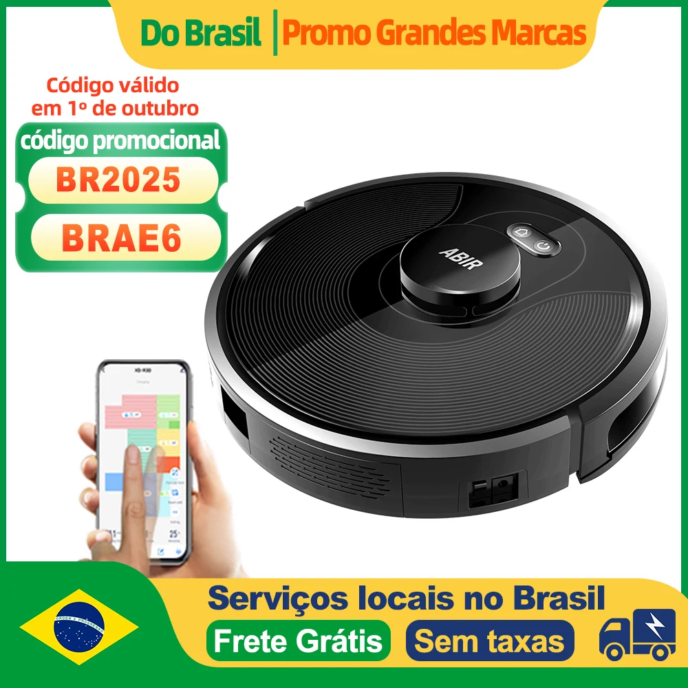 (Código promocional: BR2025)Robô aspirador de pó ABIR X8, navegação a laser lidar, 6500pa sucção, multi-assoalho mapa, Esterilização UV, y forma molhado esfregar, app zonas não-go, Exclusivo Sensor TOF