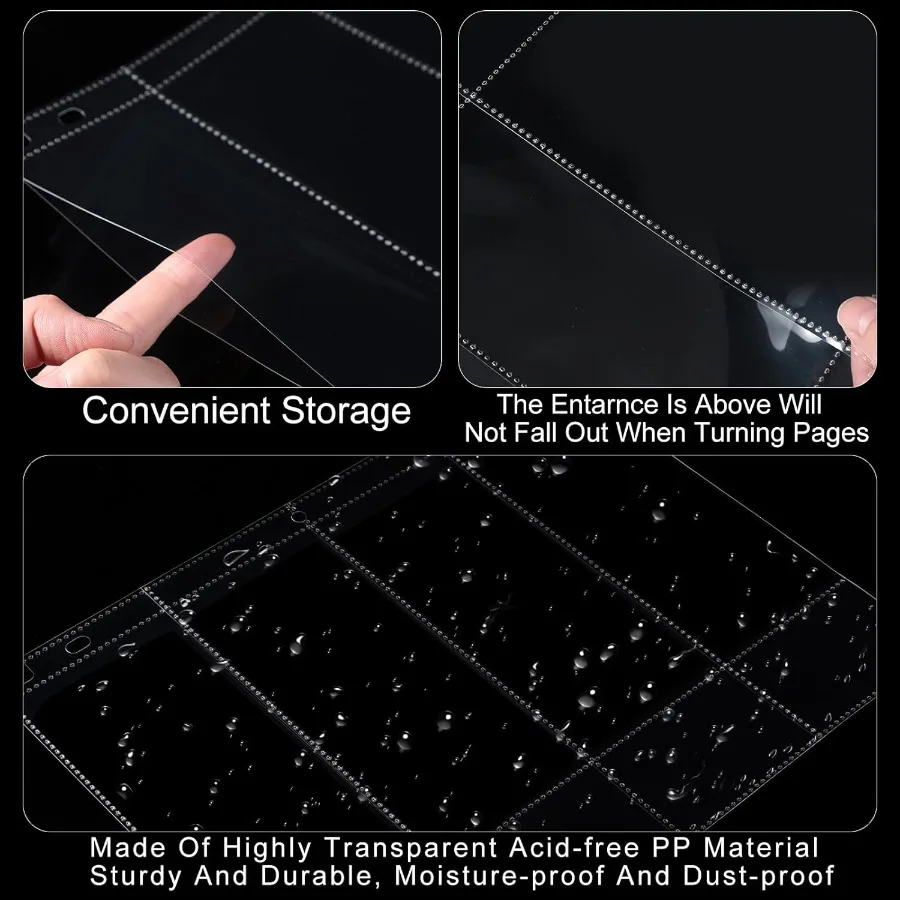 24 pçs 4 bolso currey mangas para 3 anel fichário claro currey álbum bill mangas holde coleção pasta folha de plástico protector