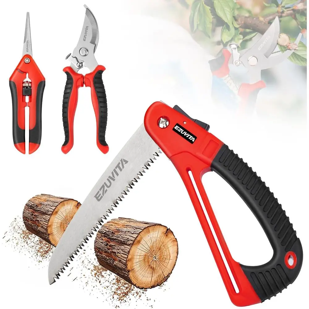 

7 Inch Gardening Saw Set with Pruner and Shears, Stainless Steel 2-Pack, Professional Tools for Wood Cutting, Landscaping, and P