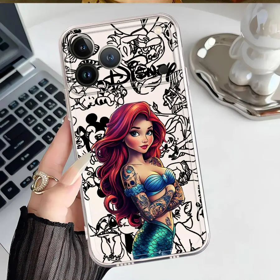 เคสโทรศัพท์ลายเจ้าหญิงแอเรียลจากดิสนีย์ สำหรับ iPhone 17 Air XR 7 8 16e 13 12 11 Pro MAX 12 Mini 16 15 14 Plus  แบบนิ่ม