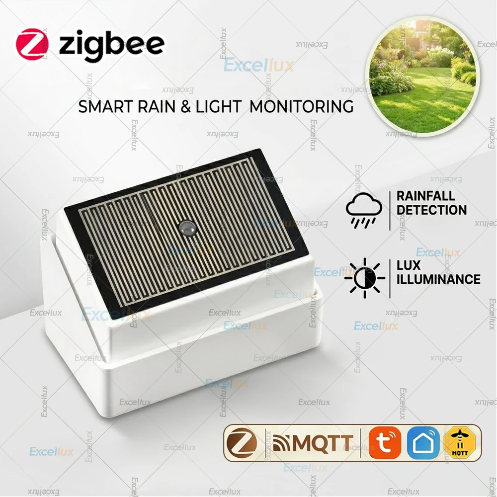 Smart Zigbee Raindrop Detection Sensor Outdoor Real Time Rain Sensor With Light Lux Detector,Smart Home Automation For Tuya/Z2M