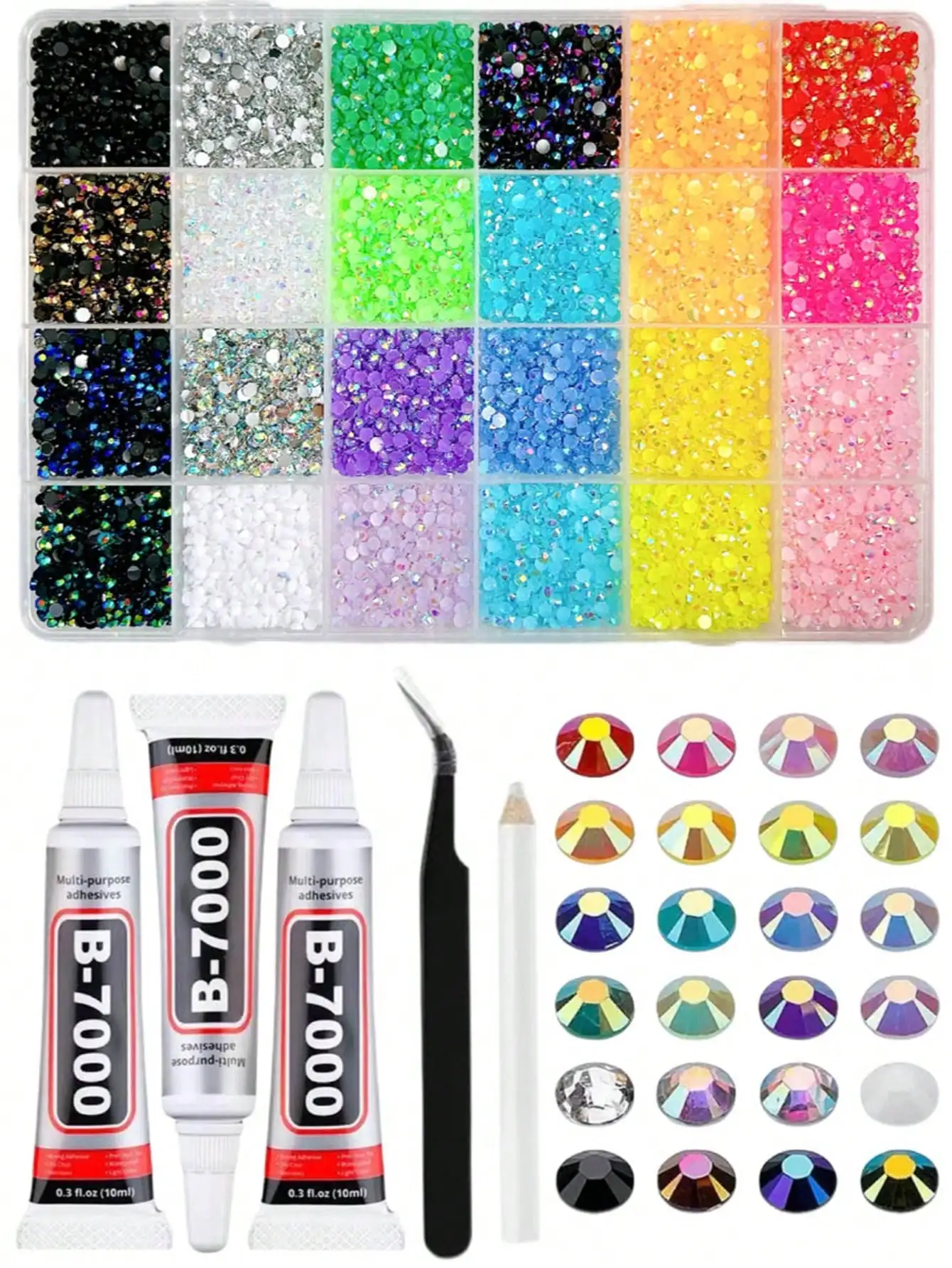 1 Box Assorted Color ABS Rhinestones, Resin Flat Diamonds, Shiny Nail Art Decorations For DIY Crafts And Manicure Accessories Nails Nail Supplies Nail Gems
