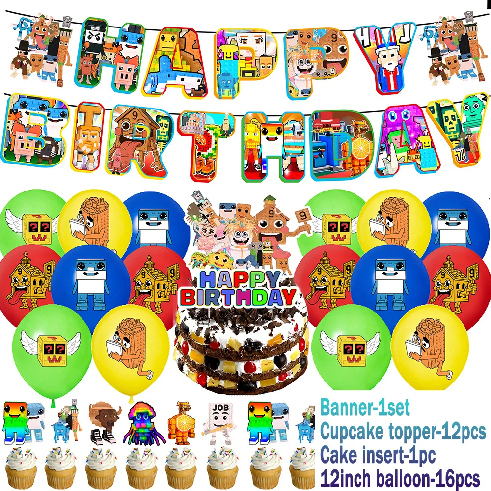 Steal a Brainrot Geburtstagsparty-Zubehör, Kuchendekoration, neues Spiel, Ballon-Banner, Job, Job, Sahur-Hintergrund, Cupcake-Topper, Kinder-Baby-Geschenk