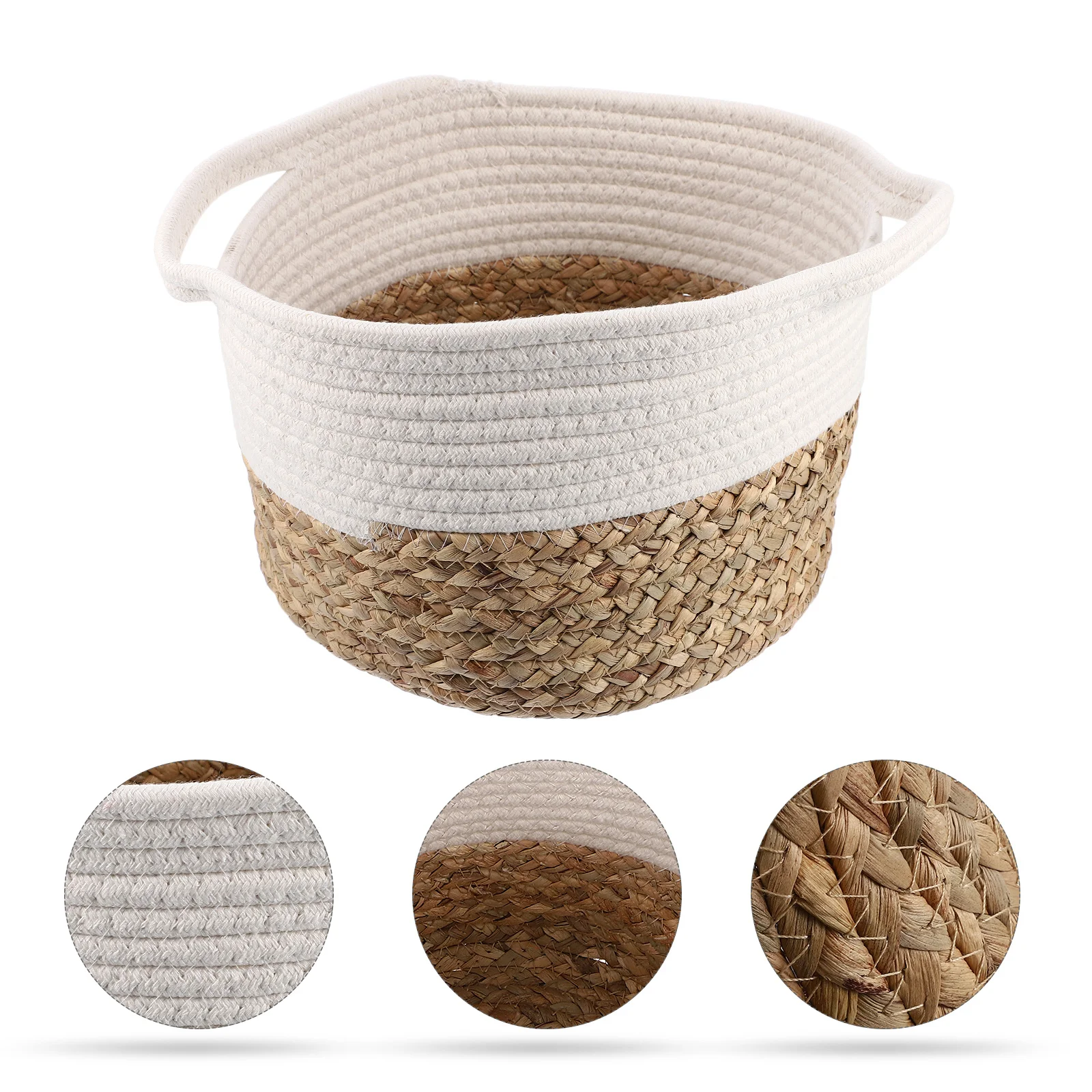 

Cotton Rope Woven Storage Basket Handheld Organizer for Living Room Bathroom Closets Playroom Car Home Utility Container