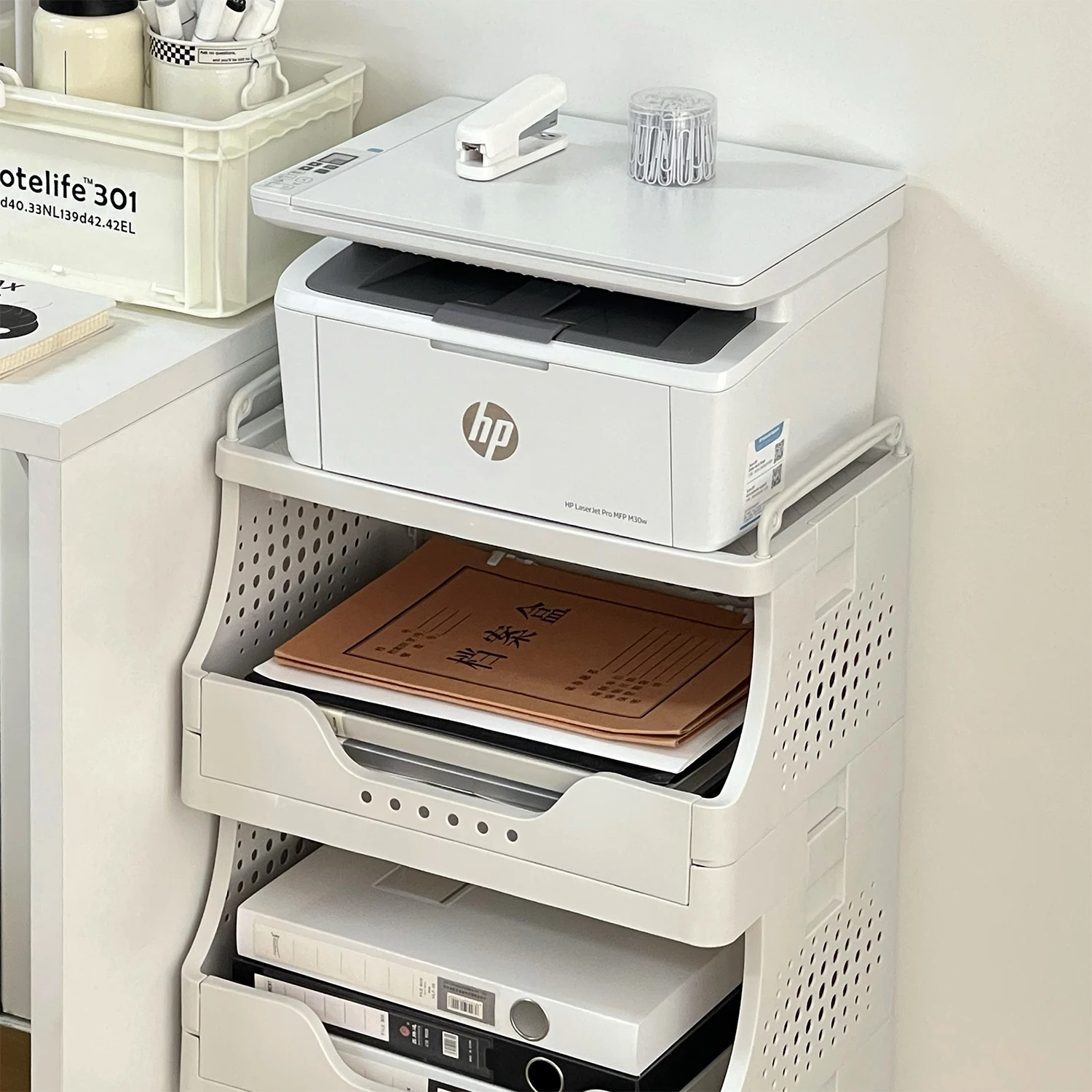 Rolling Printer Stand with Storage Mobile File Organizer Cart Under Desk Shelf for Office Supplies and Equipment Use