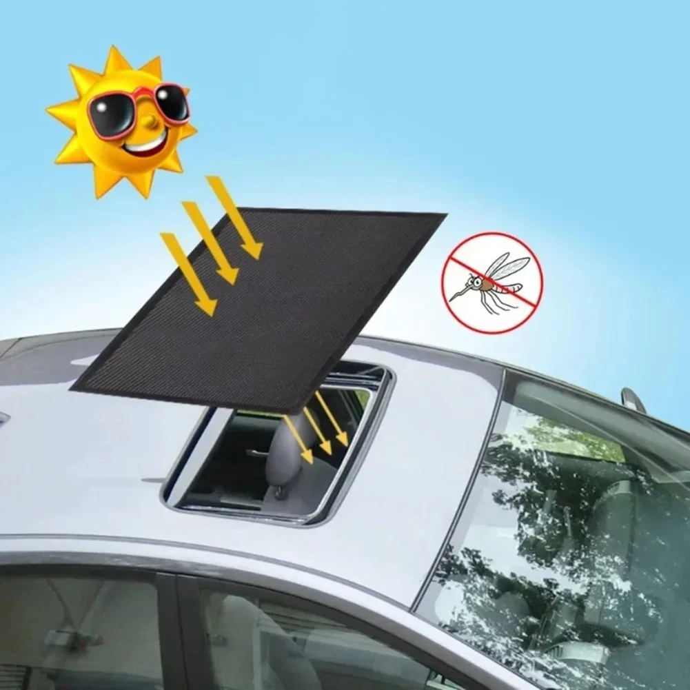 Vehicle Sunroof Mesh Sunshade Net for Protection Heat Insulation and Roof Ventilation Easy Magnetic Installation