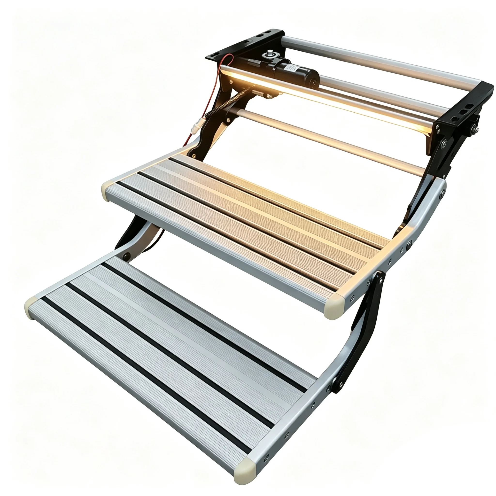 RV Step Factory Caravan Double Layers Electric RV Trailer Entry Ladder Steps with LED Lights CE Certification