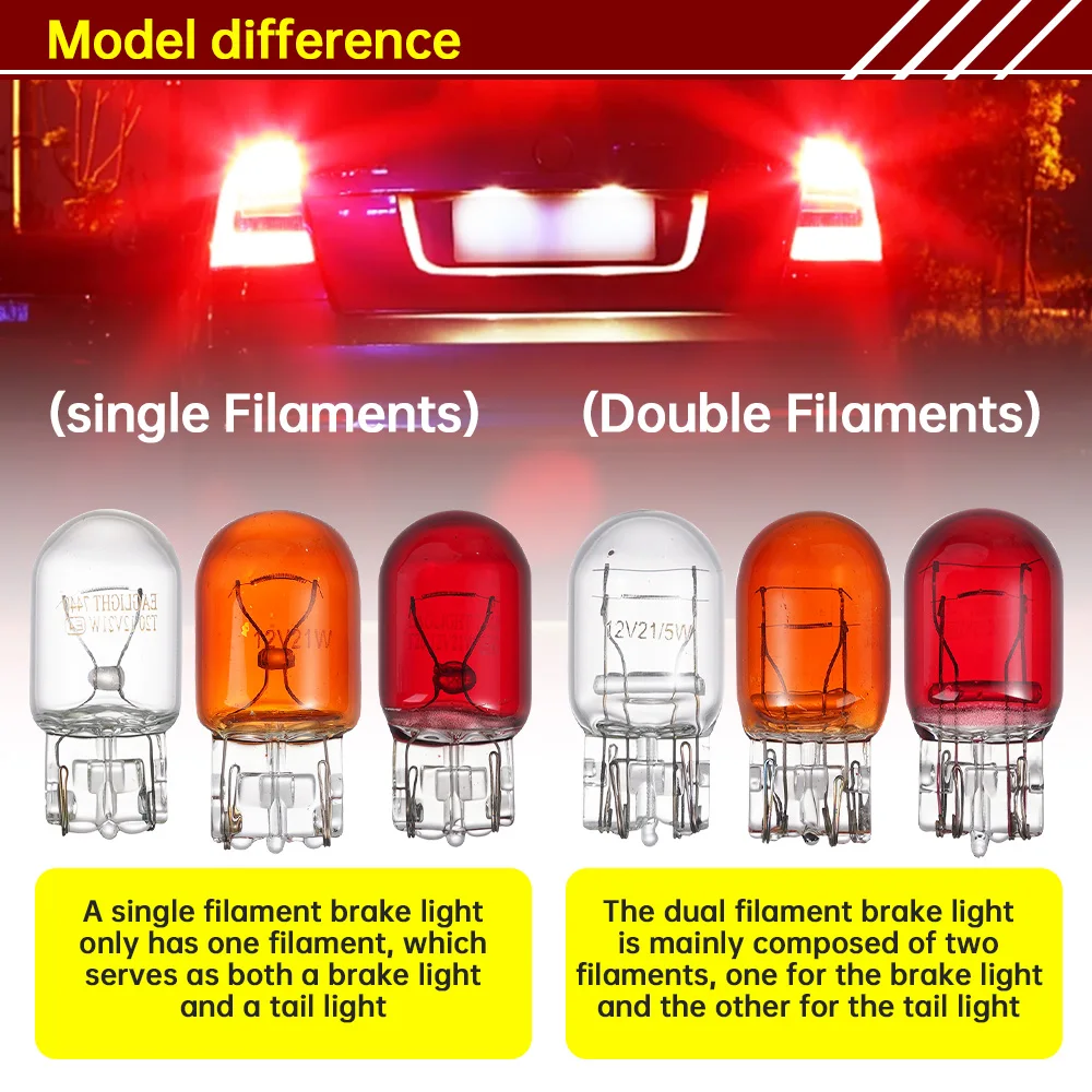 

T20 7440 7443 WY21W W21W Halogen Bulbs 7443 W21/5W T20 Super Bright Backup Reversing Light for Car Signal Lamp 12V amber Red