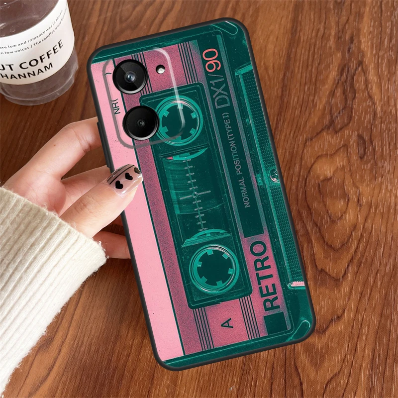 حافظة شريط VHS ريترو لهاتف Realme 14 Pro Plus 12 10 11 13 GT 6 6T 5 GT7 Pro C61 C55 C51 C21Y C25S C67 C75 C53