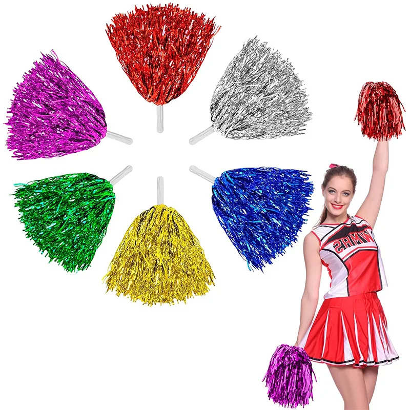 

Cheerleading Pom Poms with Handle Cheer Balls Gold Yellow Pink Red Green Blue for Hand Dance Women Girl Kids Pompoms Accessories