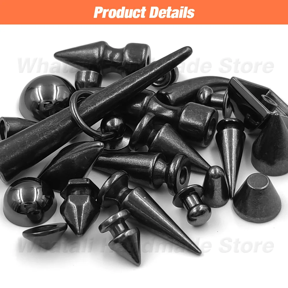 Metal Gunblack Screw Spikes And Studs For Bullet Rivets Leather Craft Clothes Punk Rock Thorns Jacket Accessary With Screws