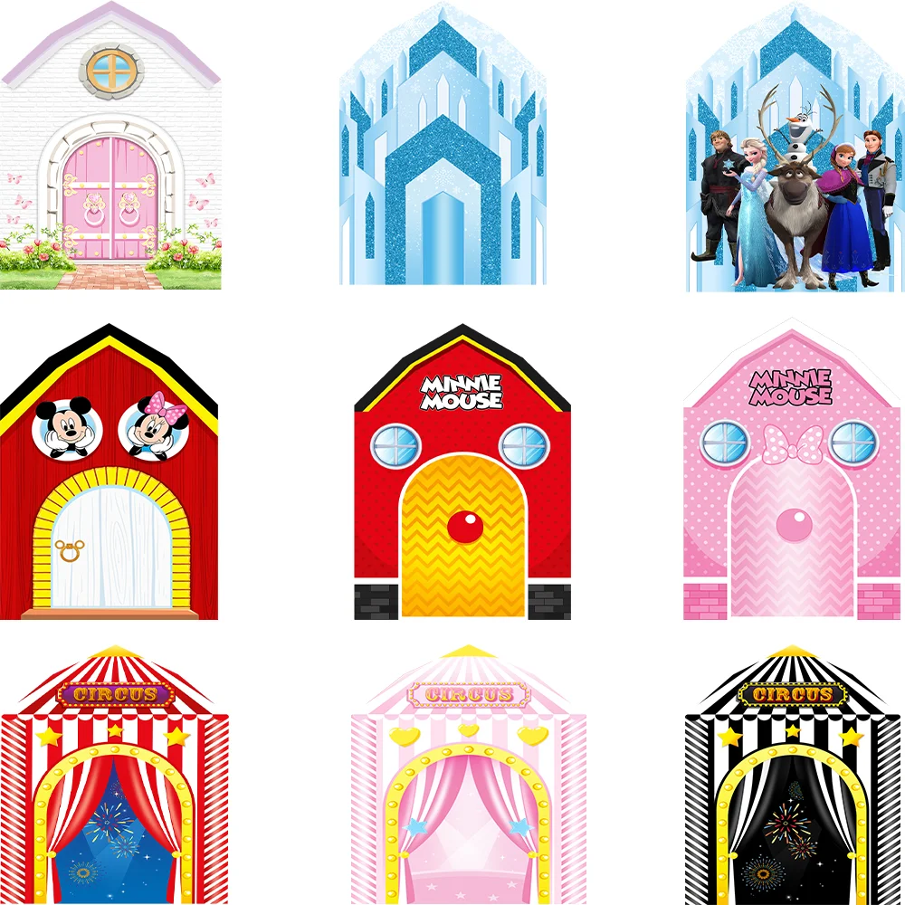 

Customize Kids Birthday Decoration Circus Tent Barn Backdrop Cover Frozen Elsa Mickey Minnie Party Supplies Wall Banner