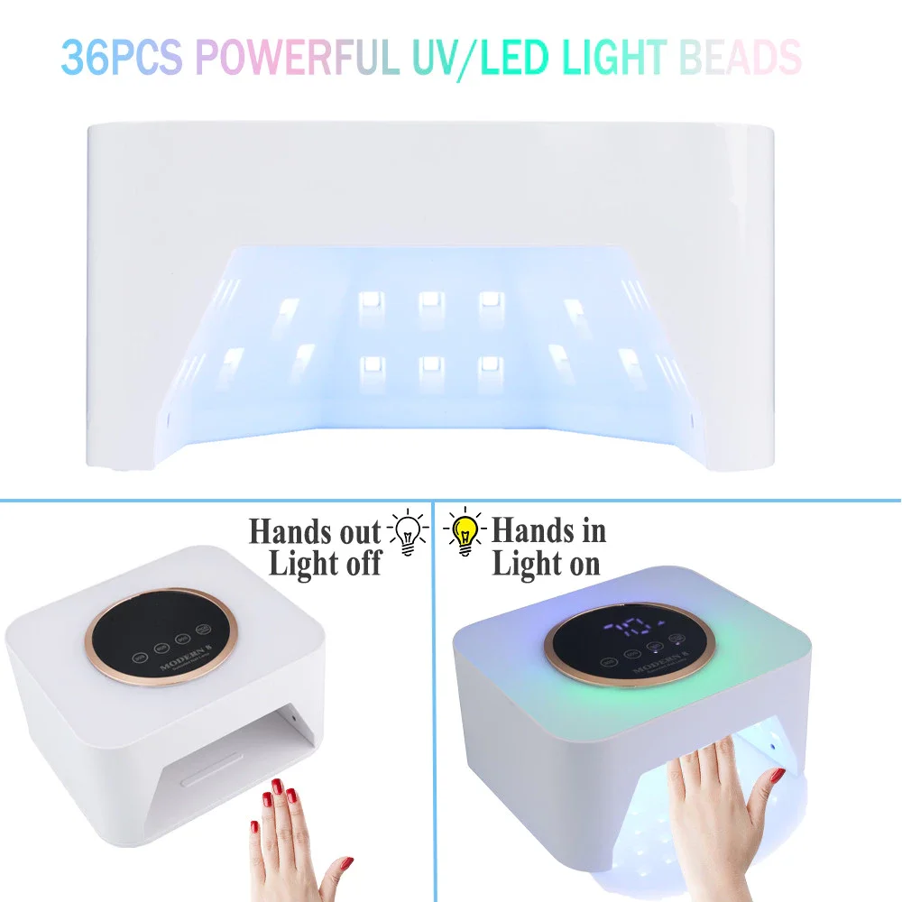 8 SUN UV LED Nail Lamp 36 LEDs Modern Professional Nail Dryer Rechargeable with 3 Timer Settings for Home And Salon Use