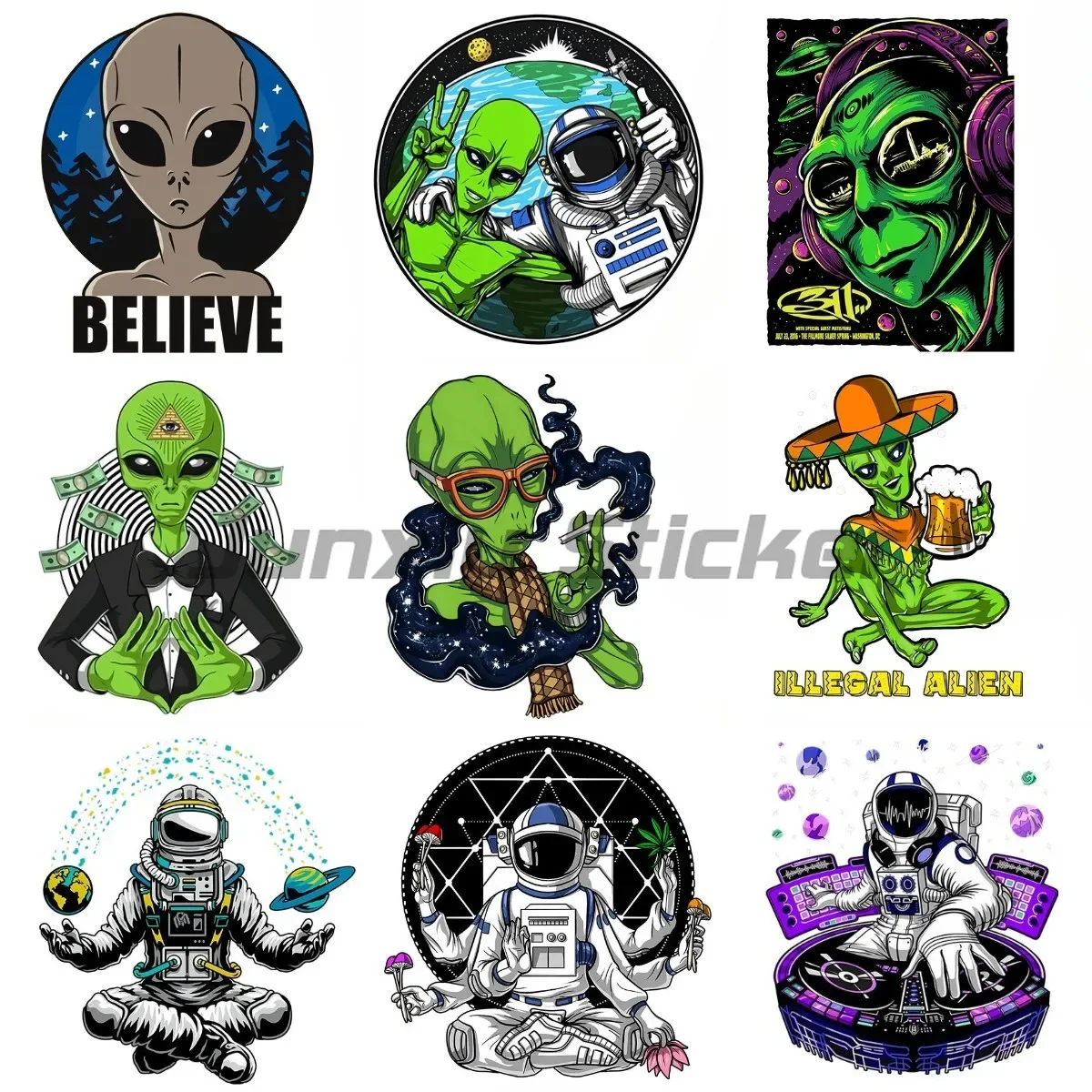 

Personalized Art Alien Astronaut Creative Decals Laptop Bumper Motor Window Laptop Wall Room Sticker Customizable