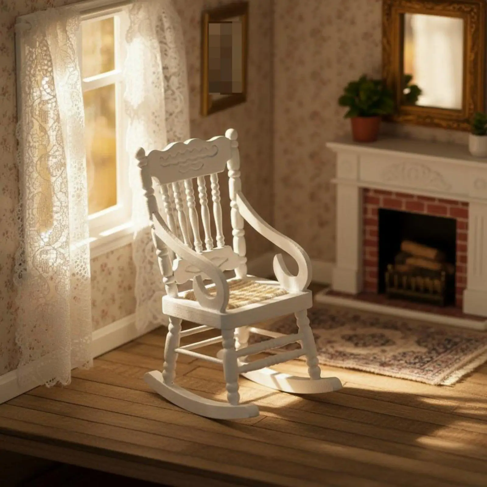 1:12 Scale Rocking Chair Crafted by Hand Intricacy Mini Wooden Rocking Chair