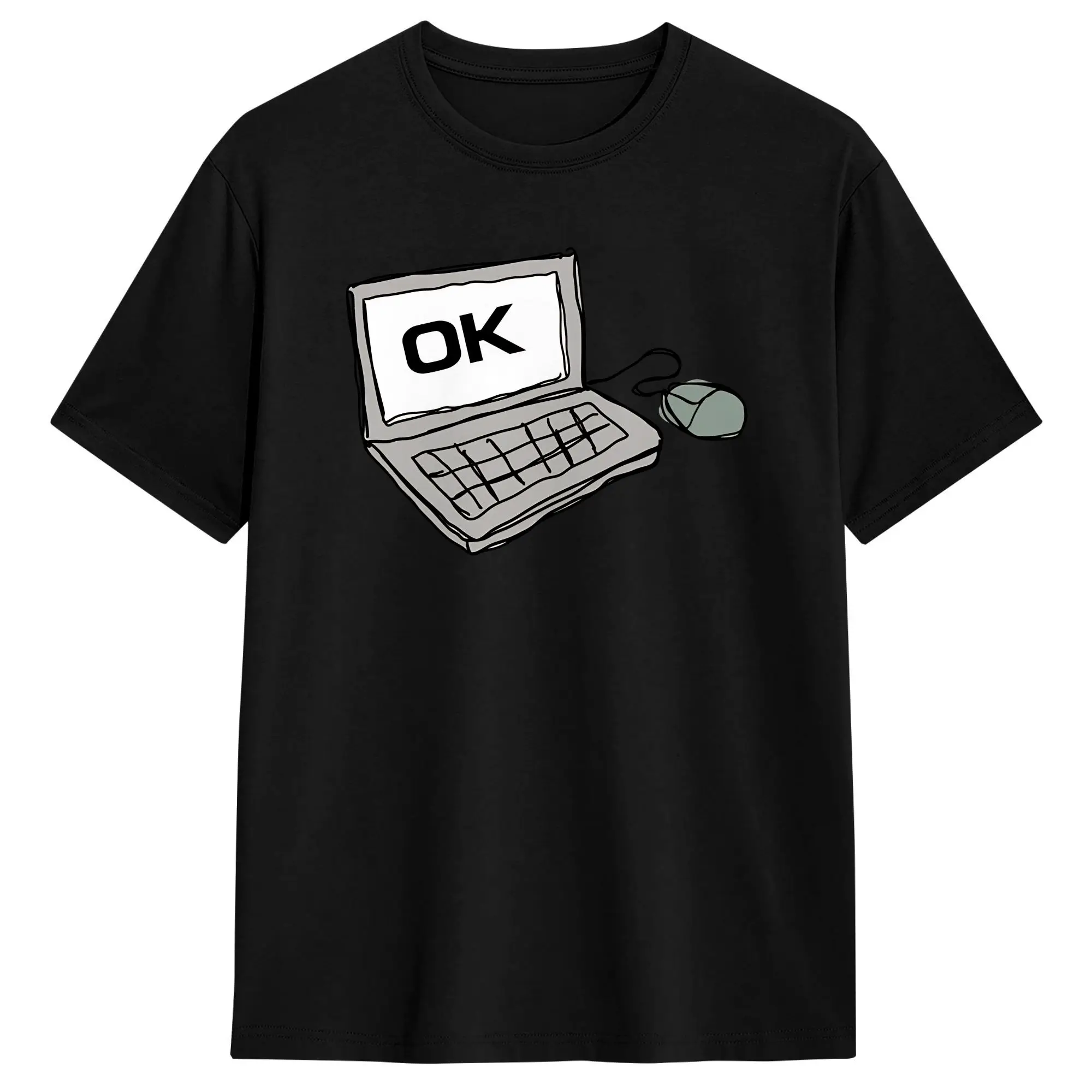 Oversized T Shirt OK COMPUTER Cotton T-Shirts  Hippie Tee Shirt for Couple Summer Y2K Basic Pattern Short Sleeve Top Tees