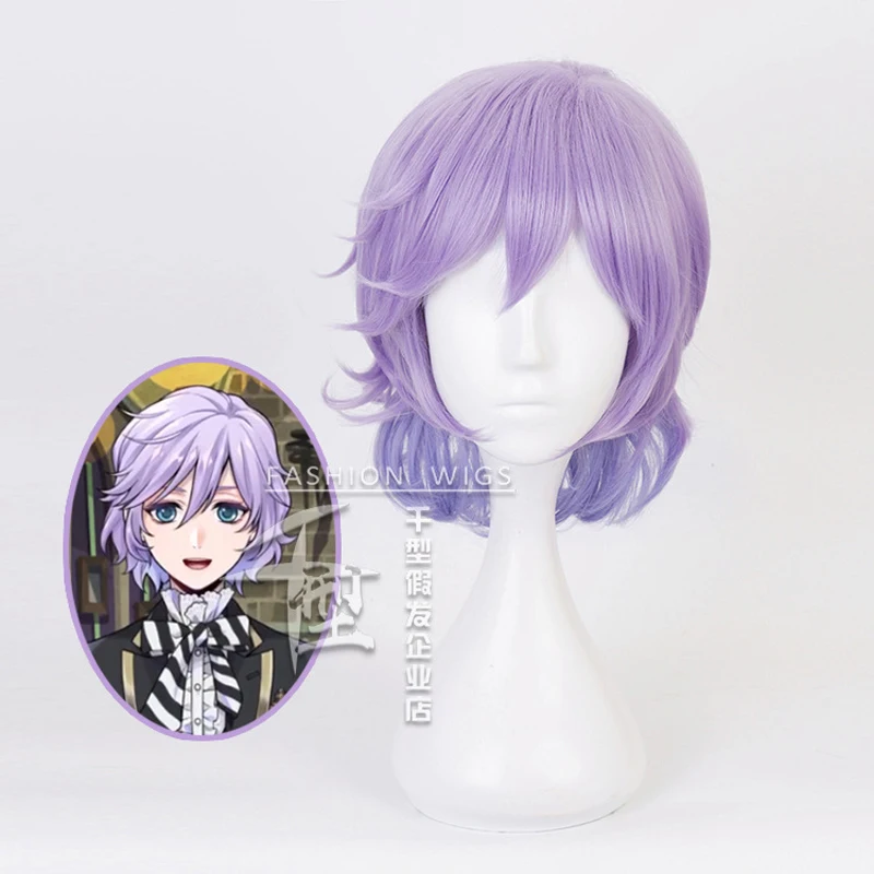 Twisted wonderland peruca eel felmier cosplay peruca veneno maçã luz cabelo roxo neve branco dia das bruxas masculino feminino role play