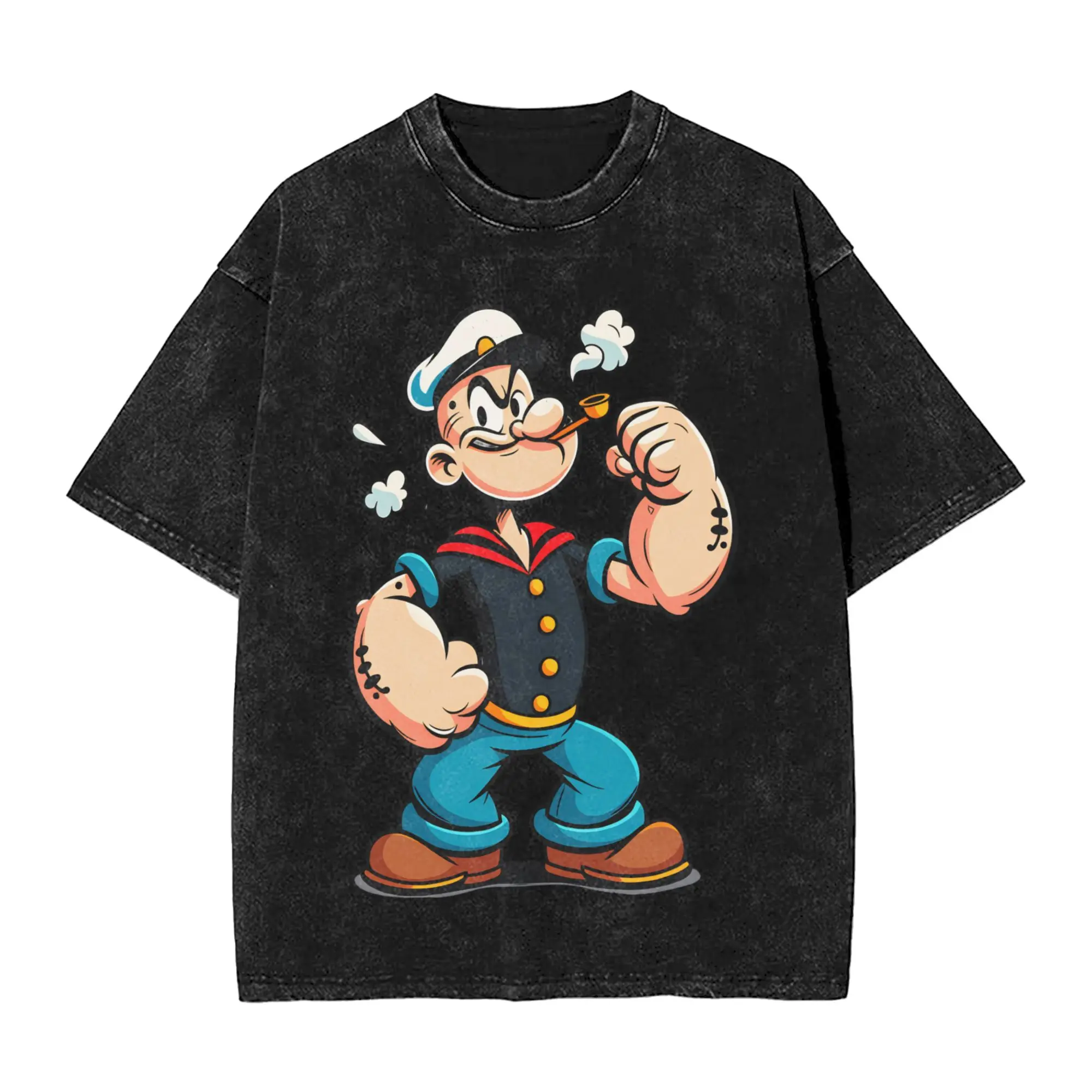 Camiseta Popeyed the Sailorman, camisetas de moda, camiseta clásica Y2K de manga corta, ropa holgada de algodón con cuello redondo para la playa