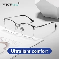 VICKY, gafas cuadradas de moda con montura de titanio puro, diseño Simple, gafas antiluz azul para hombre, se pueden personalizar con prescripción 8007TS