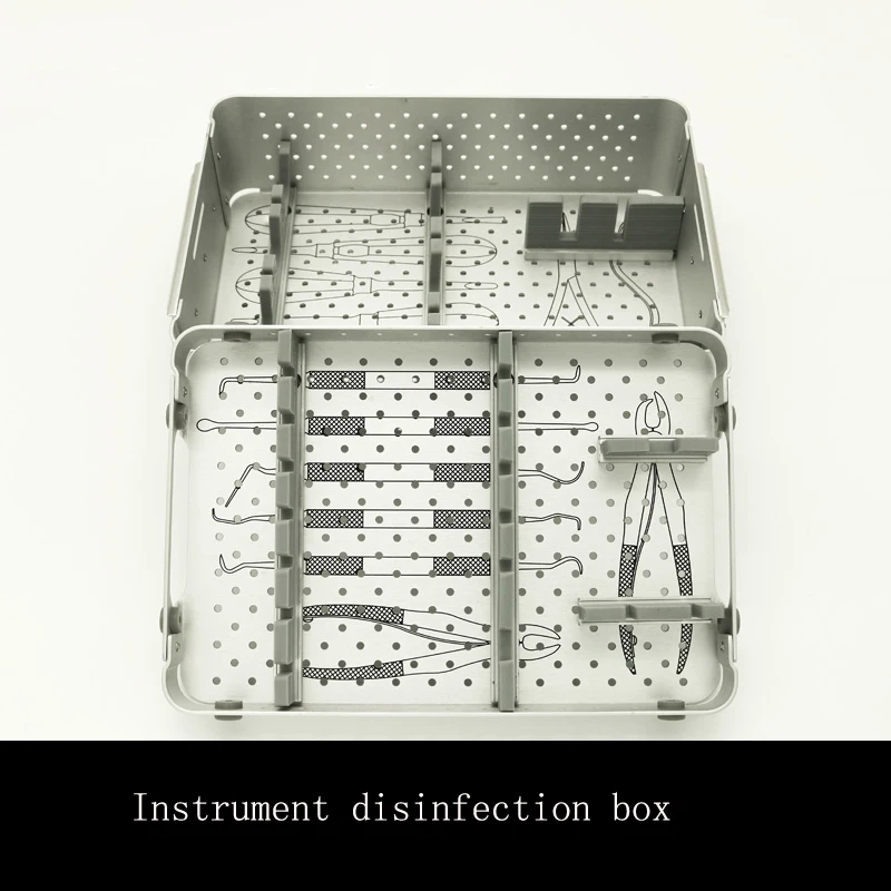 ทันตกรรมอะลูมินัมอัลลอยเครื่องมือฆ่าเชื้อโรคกล่องเครื่องมือผ่าตัด Storage Management กล่องคู่ชั้นวาง