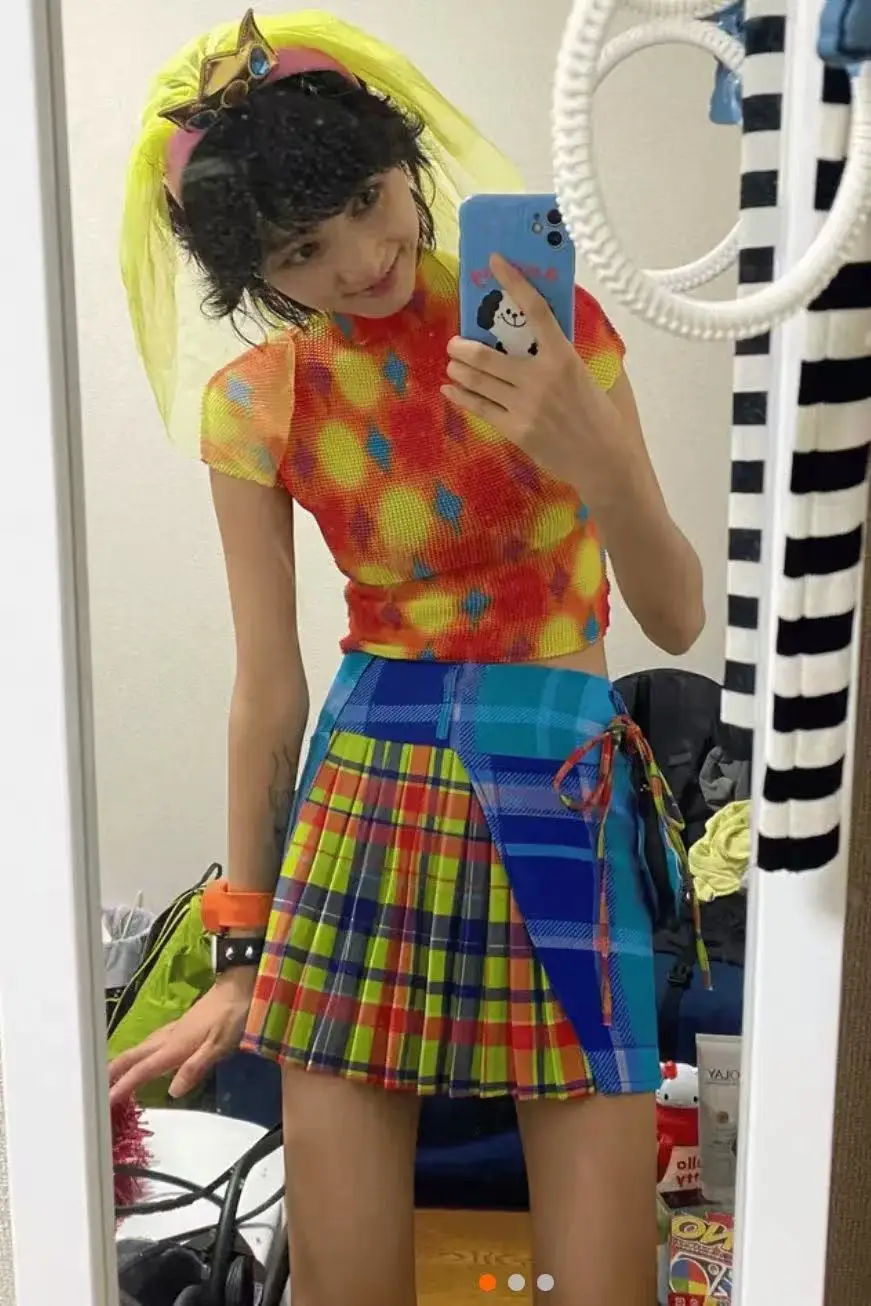 2025 Primavera Estate Nuovo Design di Moda Plaid Contrasto Y2K Gonna Corta a Vita Alta Giappone Popolare Mezza Gonna Gonna Pantaloni da Donna