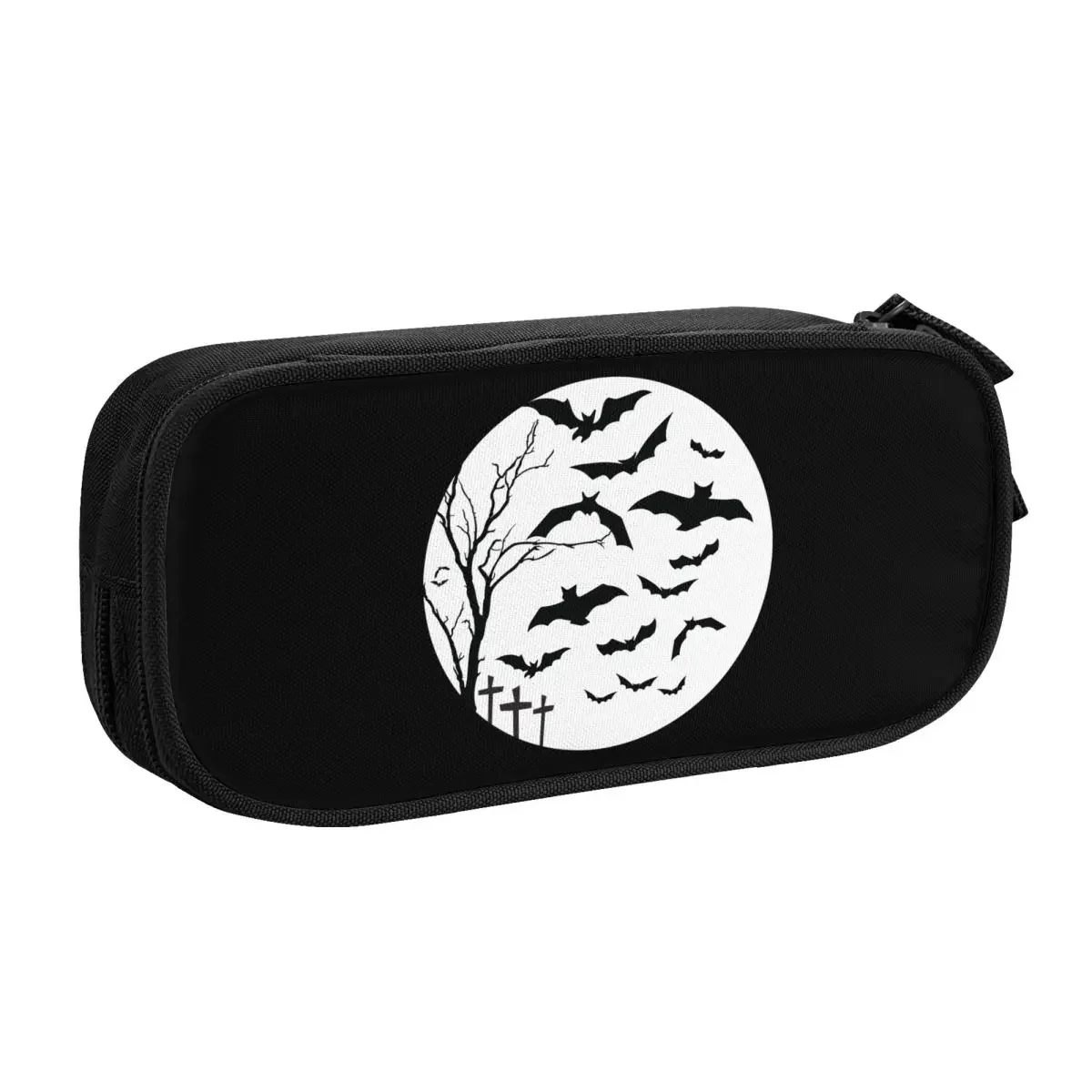 Custom Halloween Vampire Bat Moon Kawaii Pencil Cases Boys Gilrs Large Capacity Pencil Pouch Students Stationery