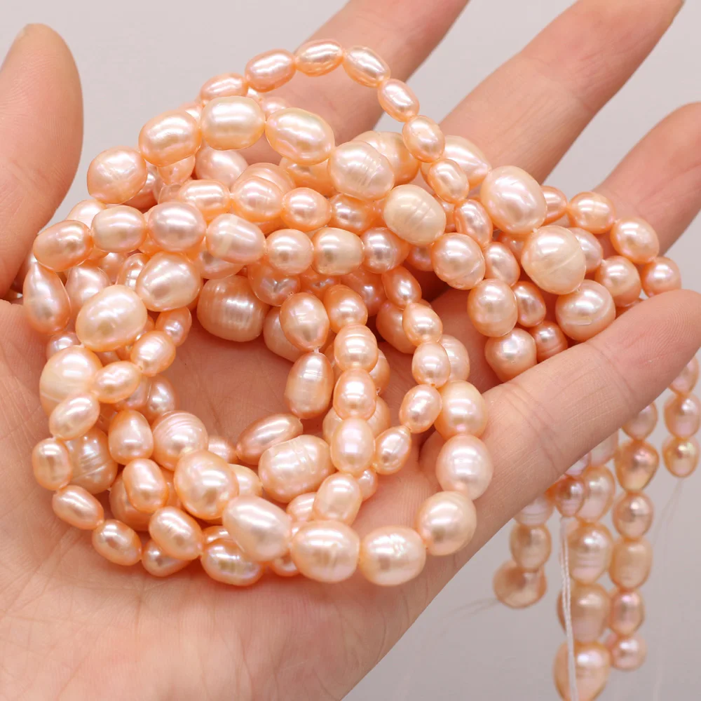 

AA Grade Pink Rice Beads Natural Freshwater Pearl Loose Beads for Jewelry Making Supplies DIY Women Necklace Bracelet Accessory