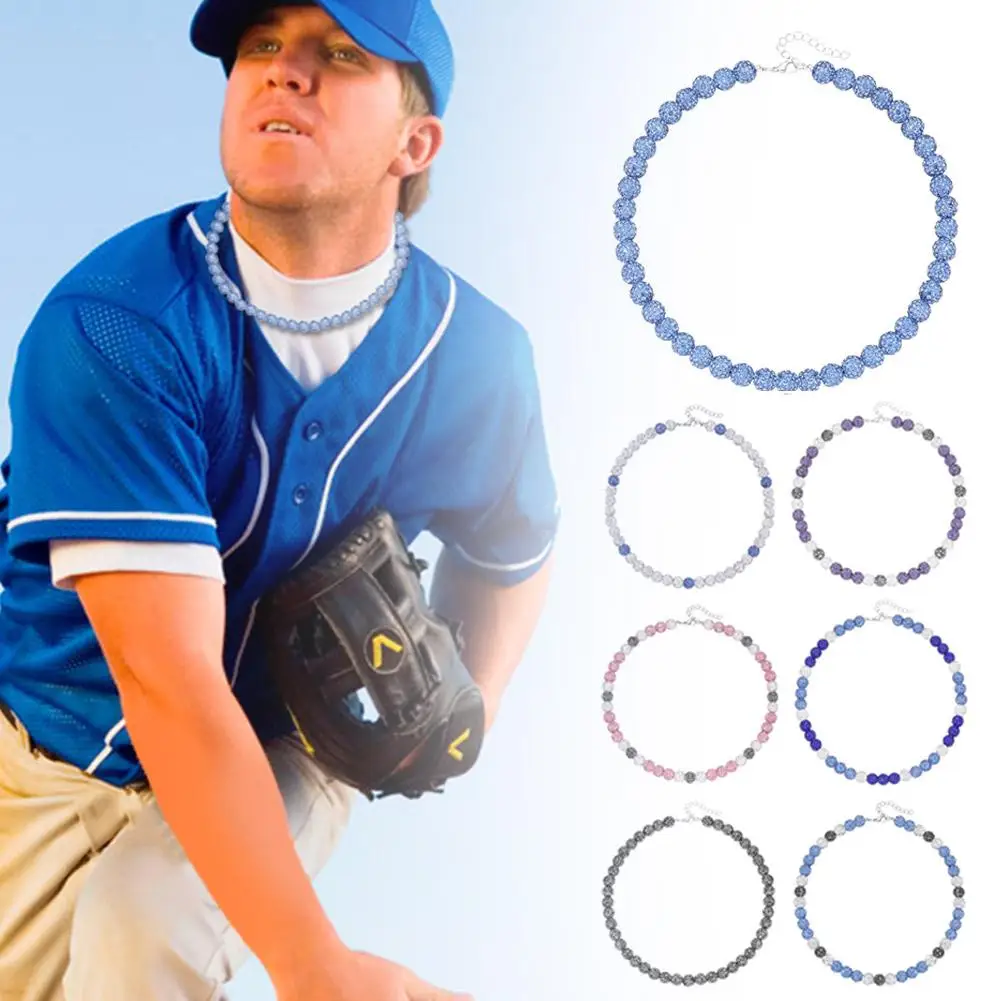 Baseball Beaded Chain Necklace For Men,bling Ice Collection Baseball Necklace Gifts For Boys Baseball Team Lovers H3y6