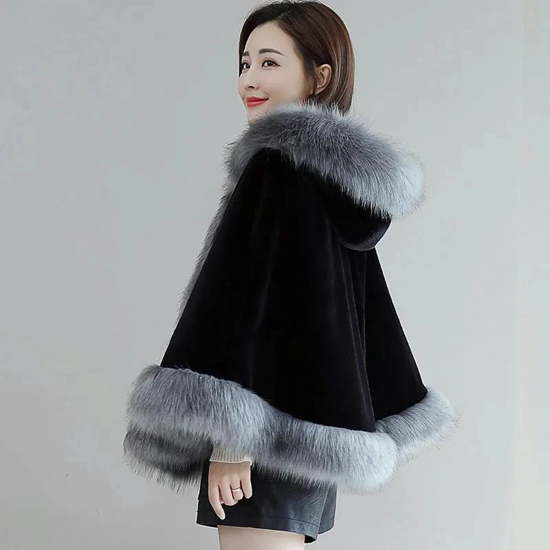 Plush Coat Women's Imitation Lamb Fleece Short Slim Fit Fur Shawl Cloak New Autumn Winter Female Fashion Top